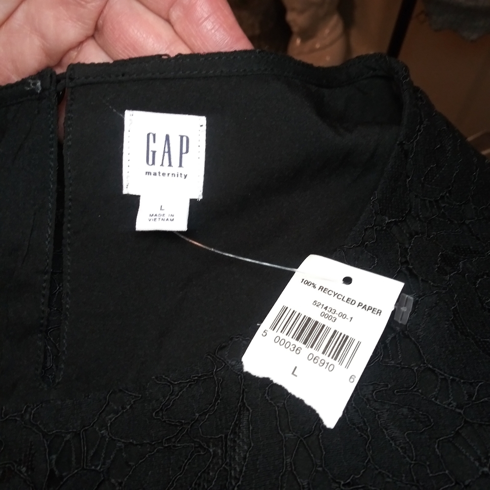 GAP Black Floral Lace Special Occasion Maternity Dress - Picture 10 of 13